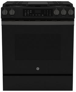 30 in. 4-Burner Gas Slide-In Range with Griddle and No Preheat Air Fry in Fingerprint Resistant Black Slate