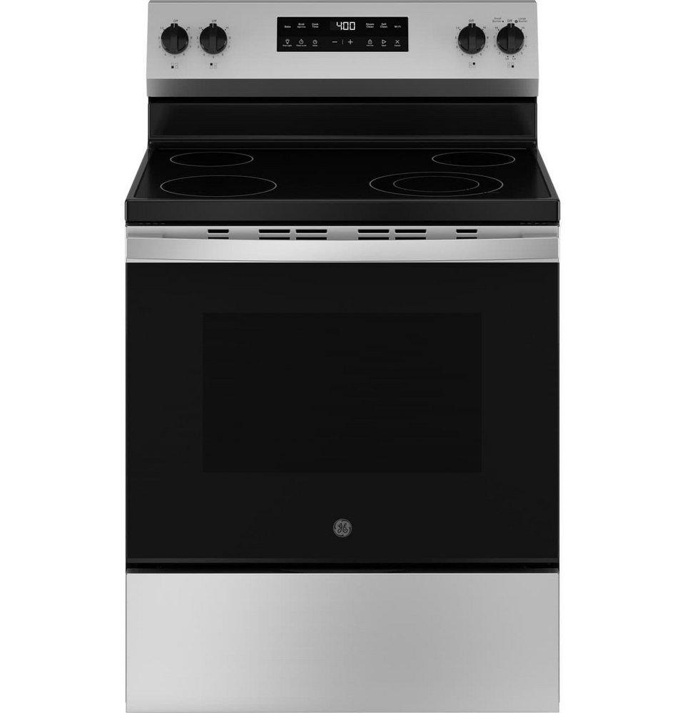 GE&reg; Stainless Steel 30 in. 4-Burner Electric Freestanding Range 