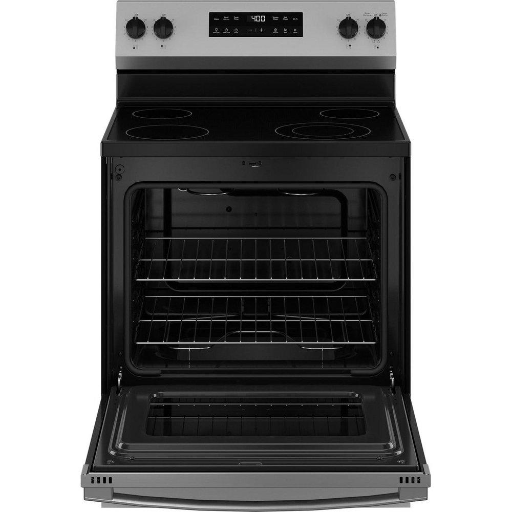 GE&reg; Stainless Steel 30 in. 4-Burner Electric Freestanding Range 