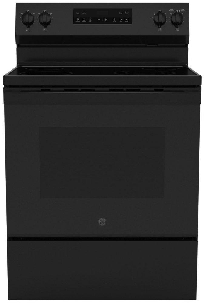 GE&reg; Black 30 in. 4-Burner Electric Freestanding Range 