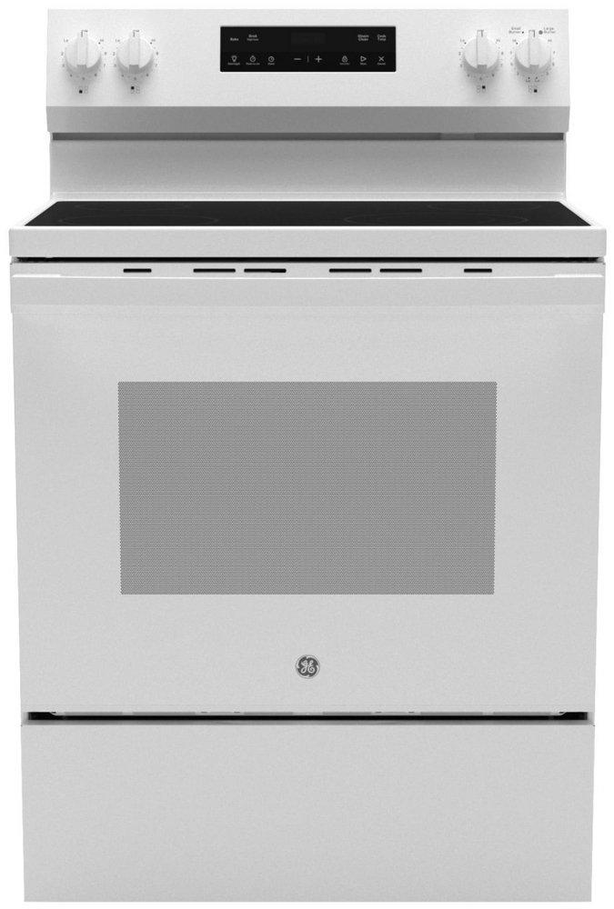 GE&reg; White 30 in. 4-Burner Electric Freestanding Range 