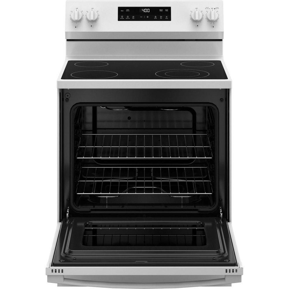 GE&reg; White 30 in. 4-Burner Electric Freestanding Range 