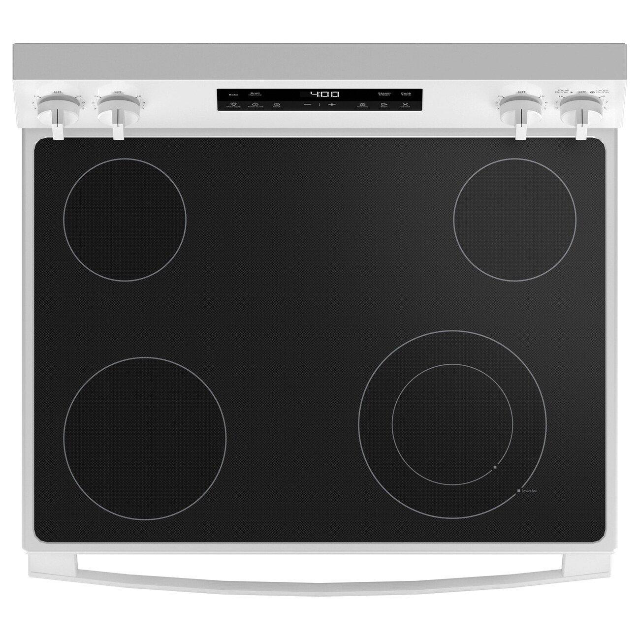GE&reg; White "30 in. 4-Burner Electric Freestanding Range" 