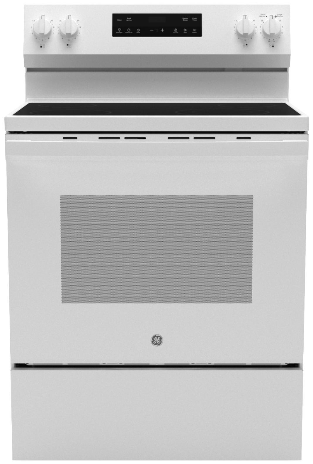 GE&reg; White "30 in. 4-Burner Electric Freestanding Range" 