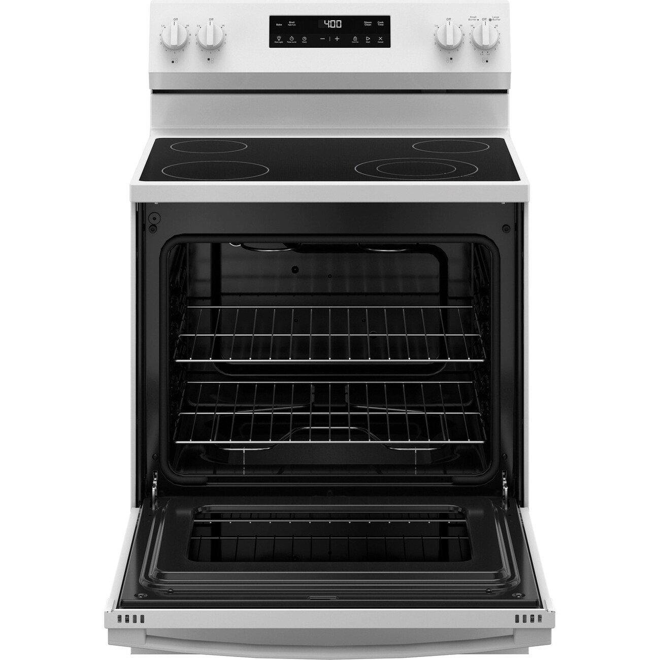 GE&reg; White "30 in. 4-Burner Electric Freestanding Range" 