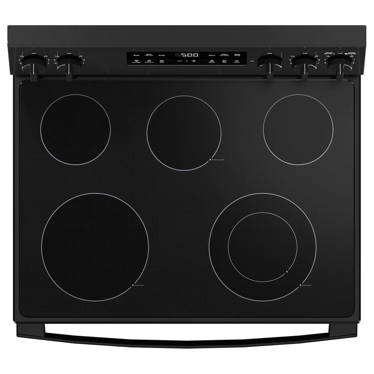 GE&reg; Black "30 in. 4-Burner Electric Freestanding Range with Crisp Mode" 