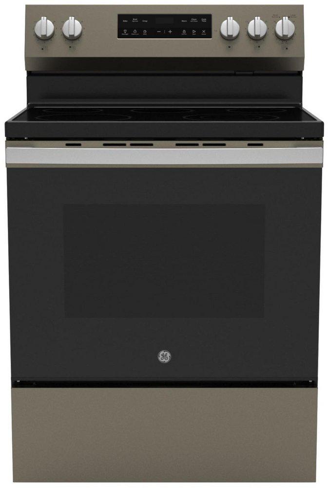 GE&reg; Slate "30 in. 4-Burner Electric Freestanding Range with Crisp Mode" 