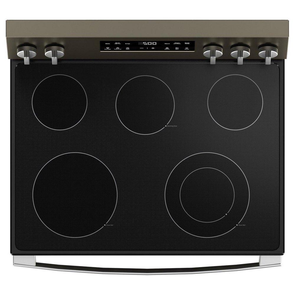 GE&reg; Slate "30 in. 4-Burner Electric Freestanding Range with Crisp Mode" 