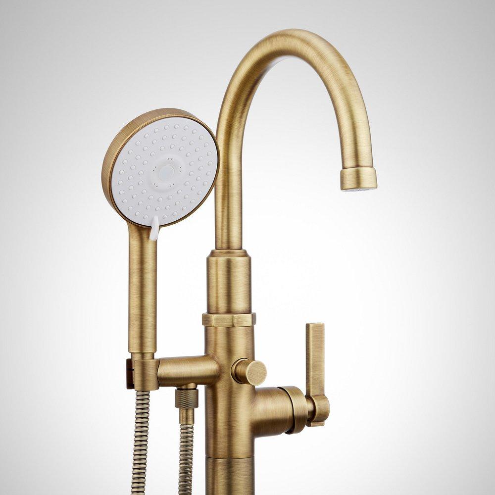 GREYFIELD FREESTANDING TUB FAUCET AND ROUGH-IN VALVE WITHOUT STOPS - AGED BRASS 