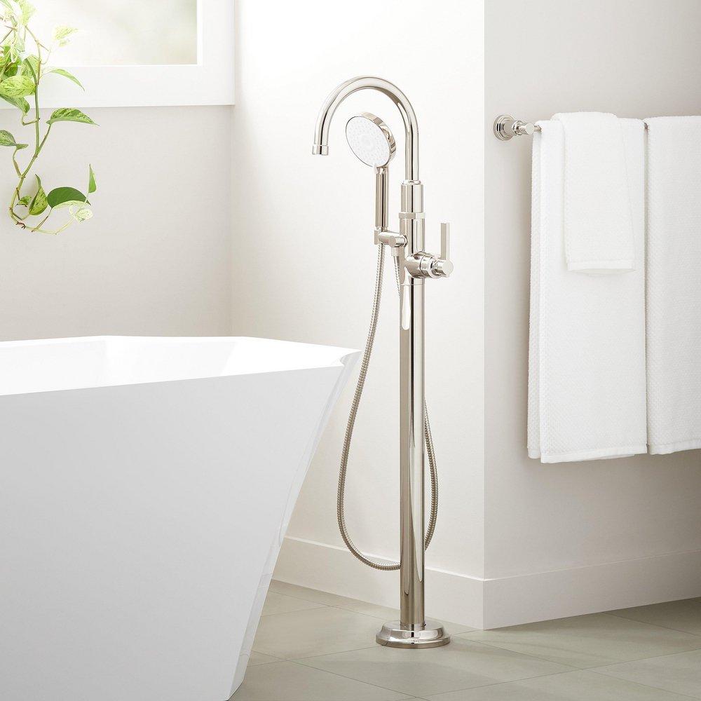 GREYFIELD FREESTANDING TUB FAUCET AND ROUGH-IN VALVE WITHOUT STOPS - POLISHED NICKEL 