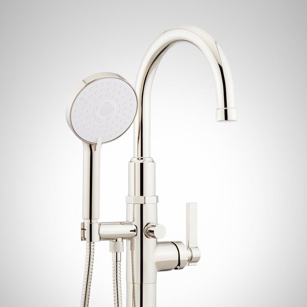 GREYFIELD FREESTANDING TUB FAUCET AND ROUGH-IN VALVE WITHOUT STOPS - POLISHED NICKEL 