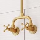 Signature Hardware Brushed Gold Two Handle Exposed Pipe Shower with Rainfall Showerhead 