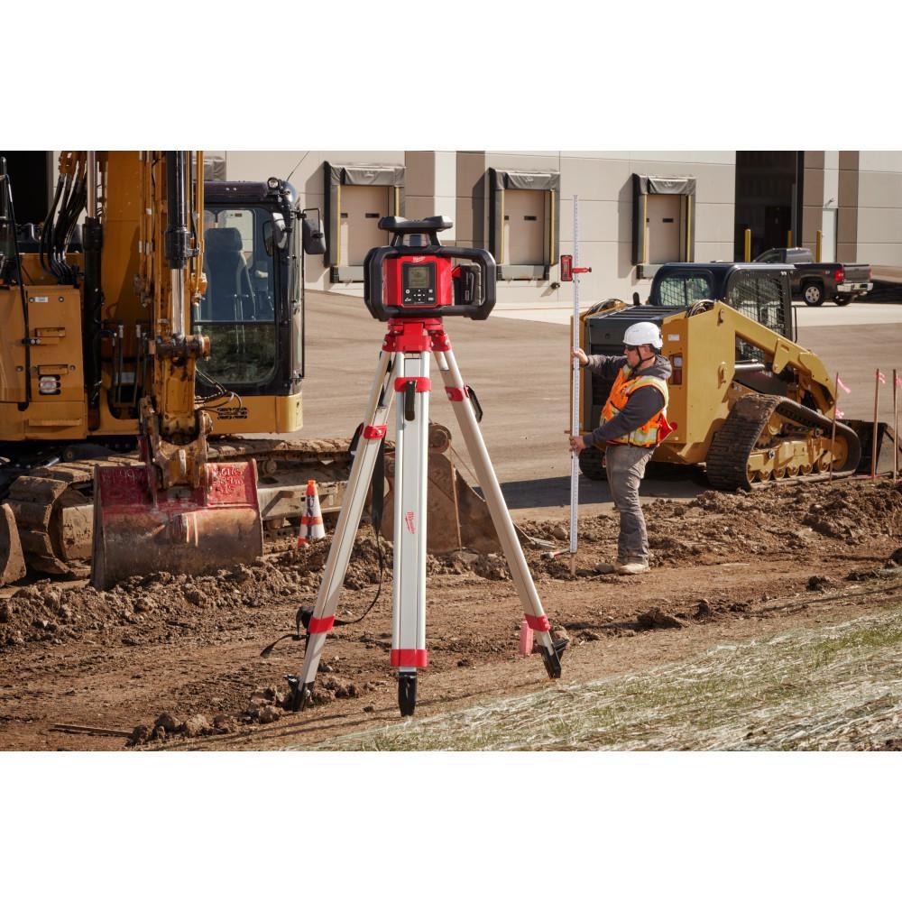 M18 RED EXTERIOR DUAL SLOPE ROTARY LASER LEVEL KIT W/ RECEIVER REMOTE GRADE ROD & TRIPOD 
