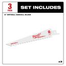 6 8TPI DRYWALL SAWZALL BLADES 3 PK 