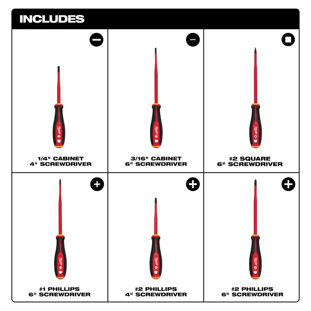 6PC 1000V INSULATED SLIM TIP SCREWDRIVER SET 