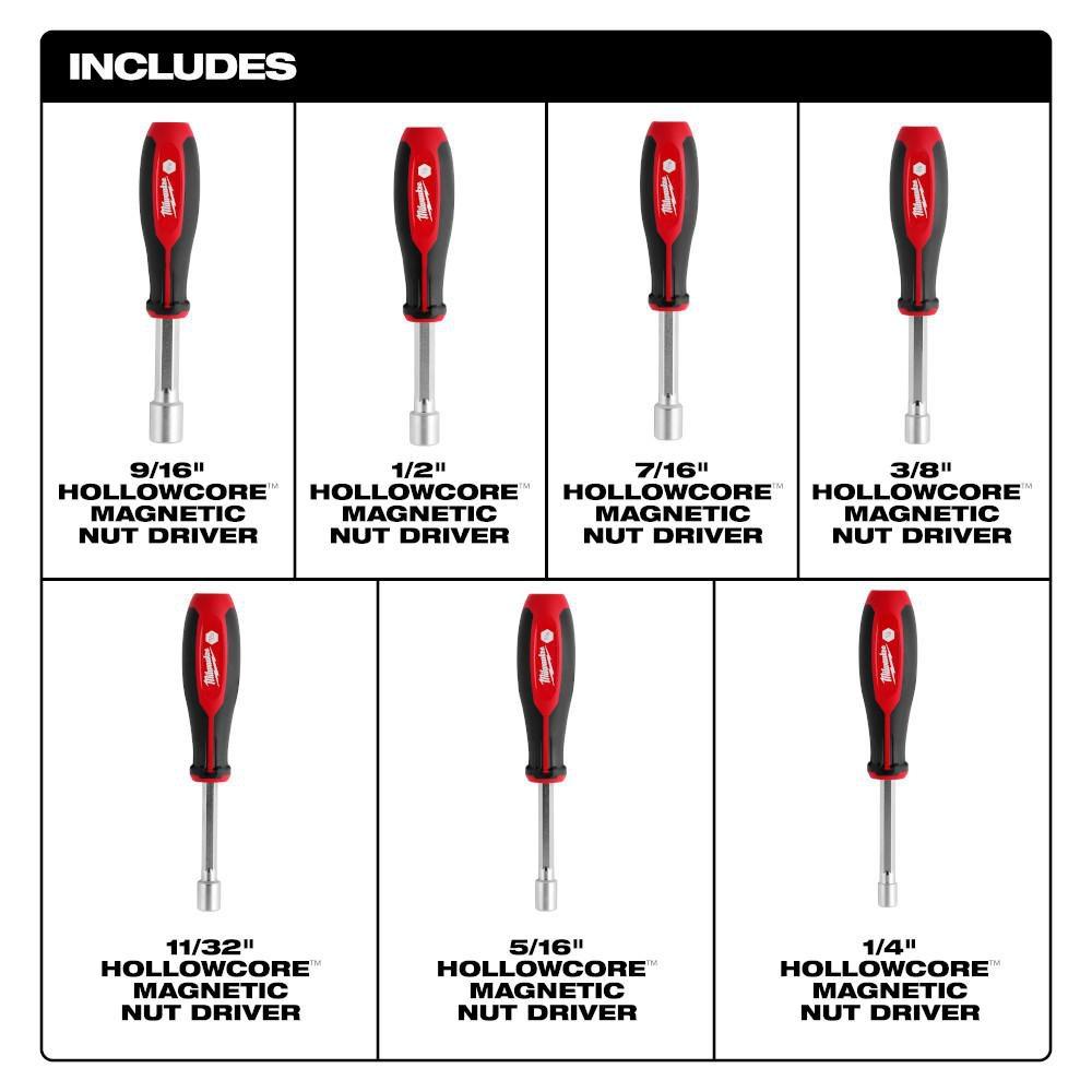 7-piece SAE Hollowcore Magnetic Nut Driver Set 