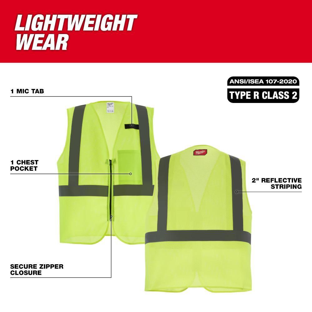 Class 2 High Visibility Yellow Mesh One Pocket Safety Vest, S/M 