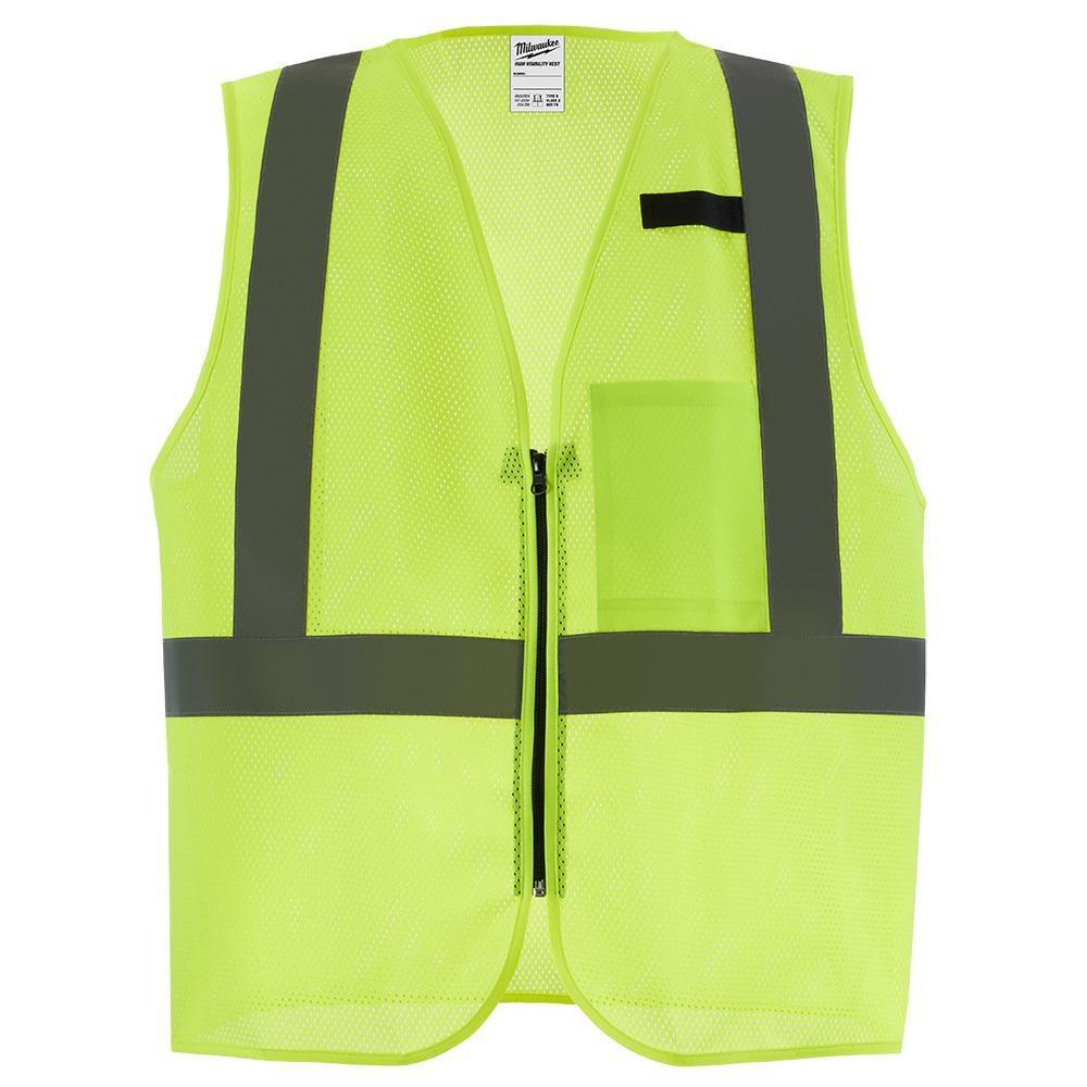 Class 2 High Visibility Yellow Mesh One Pocket Safety Vest, S/M 