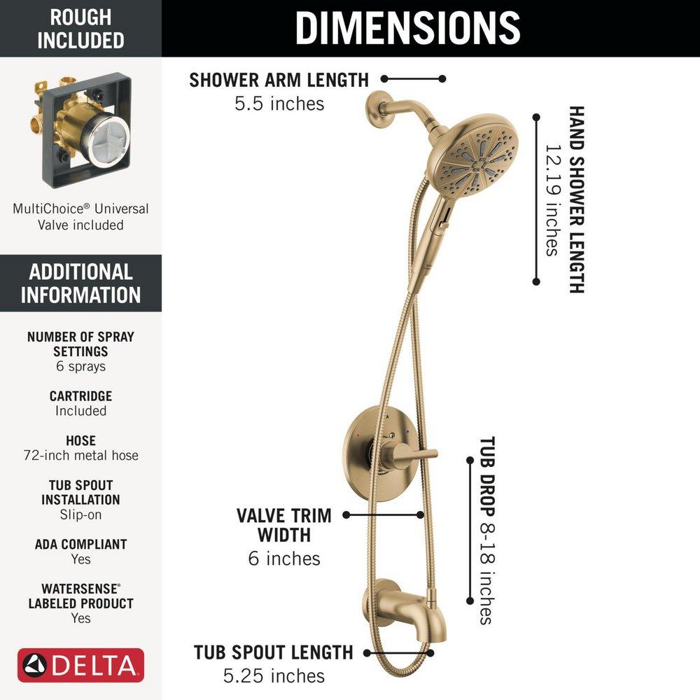 Delta Faucet Brilliance Champagne Bronze Single Handle Multi Function Bathtub & Shower Faucet 
