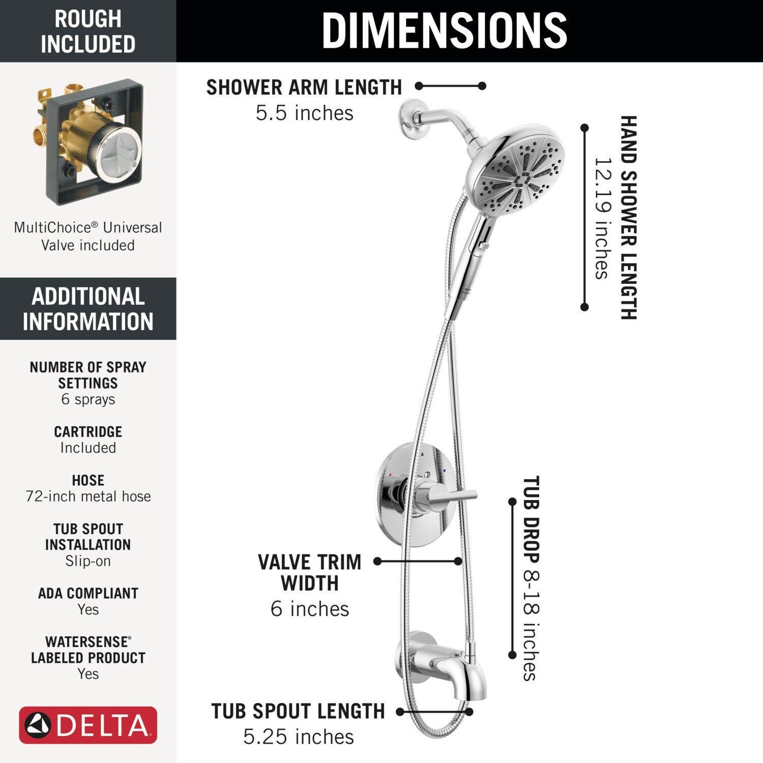 Delta Faucet Chrome Single Handle Multi Function Bathtub & Shower Faucet 