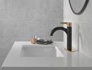 Single Handle Monoblock Bathroom Sink Faucet in Matte Black/Champagne Bronze 
