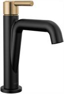 Single Handle Monoblock Bathroom Sink Faucet in Matte Black with Champagne Bronze