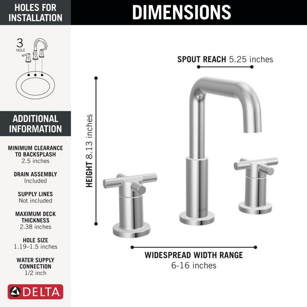 Delta Faucet Chrome Two Handle Widespread Bathroom Sink Faucet 
