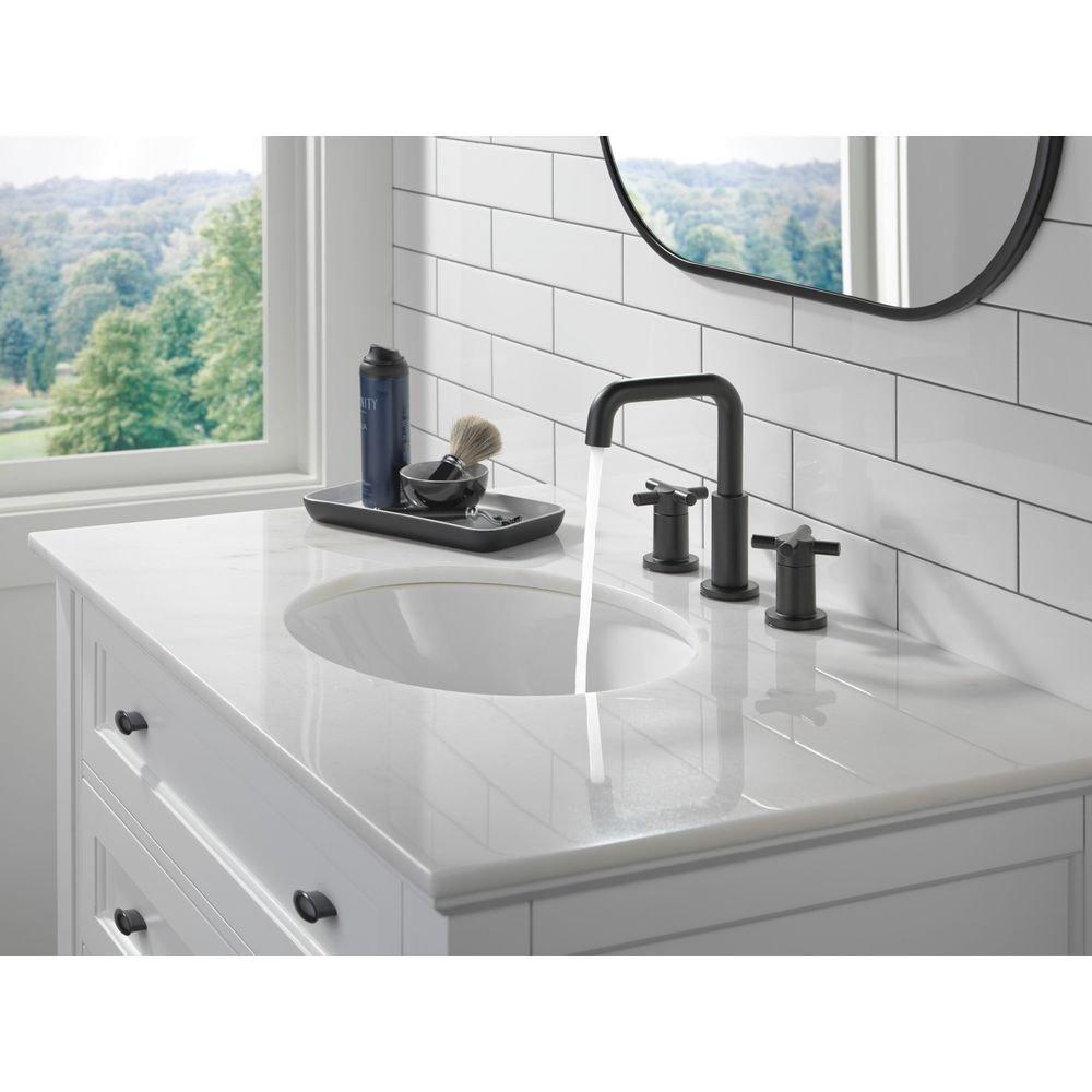 Delta Faucet Matte Black Two Handle Widespread Bathroom Sink Faucet 