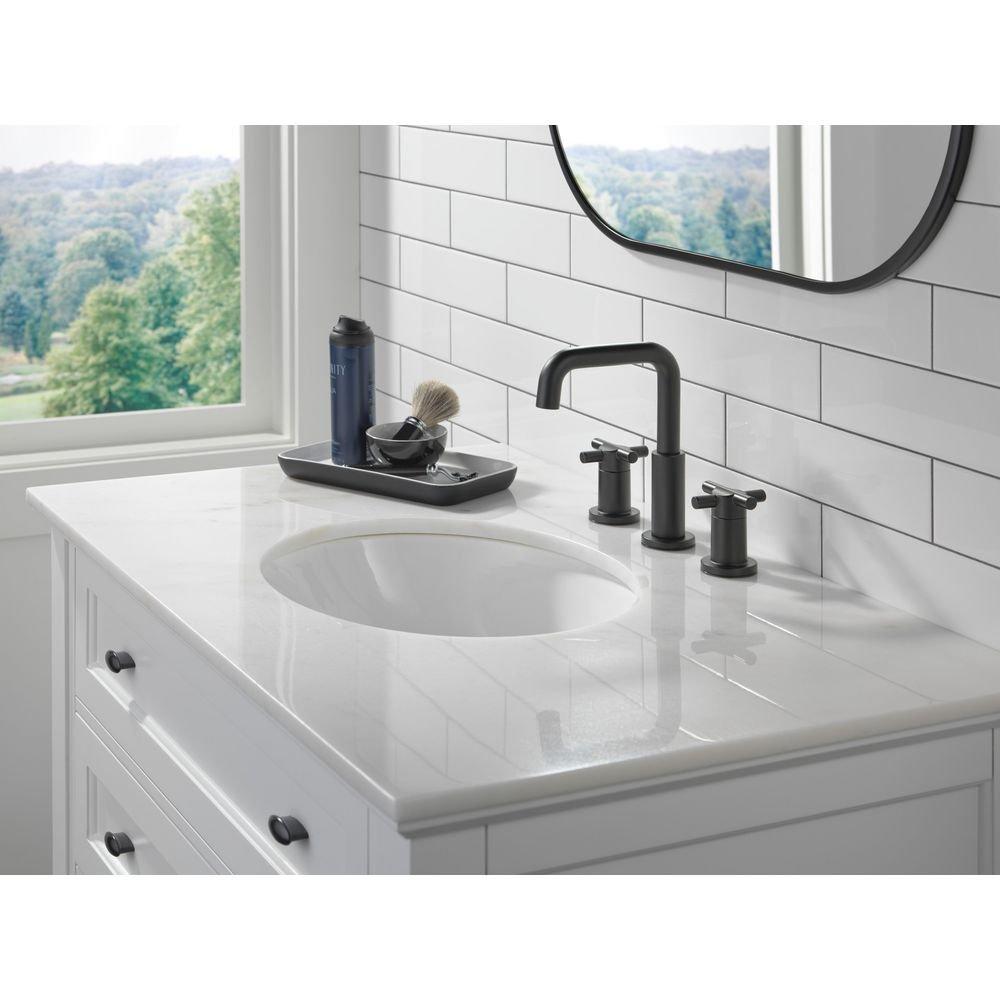 Delta Faucet Matte Black Two Handle Widespread Bathroom Sink Faucet 