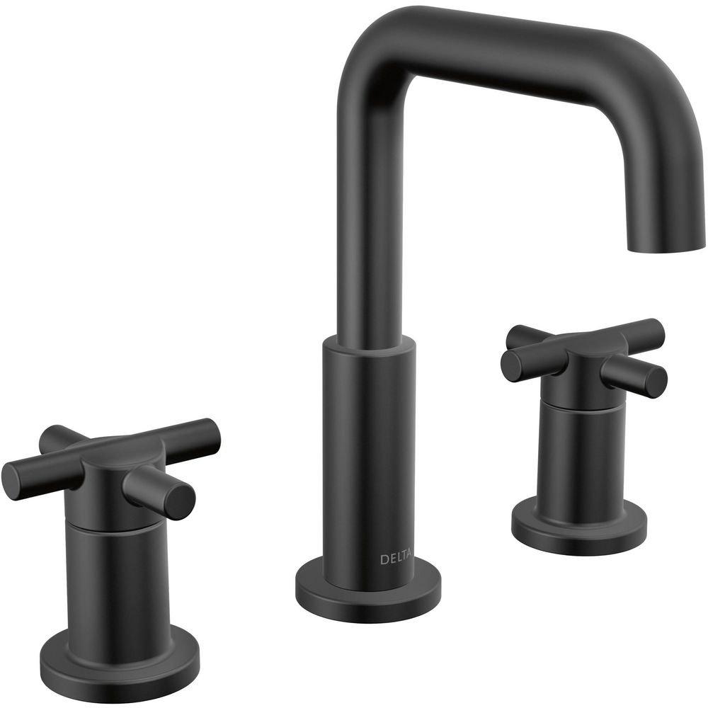 Delta Faucet Matte Black Two Handle Widespread Bathroom Sink Faucet 