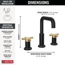 Two Handle Widespread Bathroom Sink Faucet in Matte Black with Champagne Bronze 
