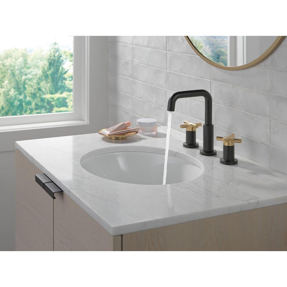 Delta Faucet Matte Black Two Handle Widespread Bathroom Sink Faucet 