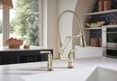 Two Handle Bridge Pull Out Kitchen Faucet in Polished Nickel 