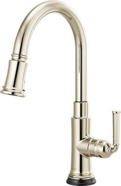 Single Handle Pull Down Kitchen Faucet with Touch Activation in Brilliance Polished Nickel