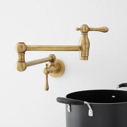 Wall Mount Pot Filler Faucet in Aged Brass