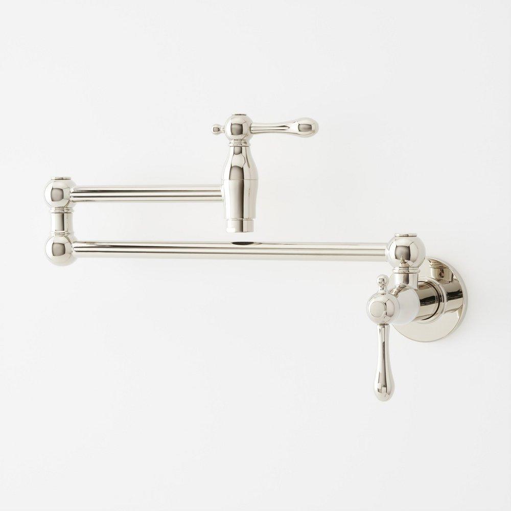 Signature Hardware Polished Nickel Wall Mount Pot Filler Faucet 