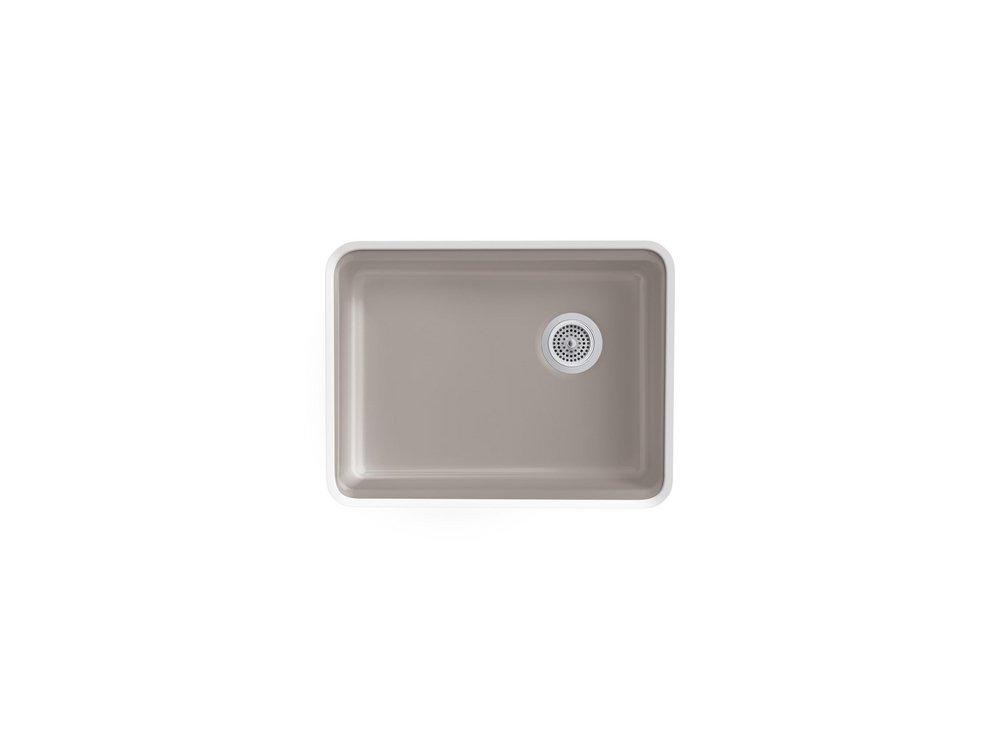 KOHLER Truffle 25 x 22 in. 5 Hole Cast Iron Single Bowl Undermount Kitchen Sink 