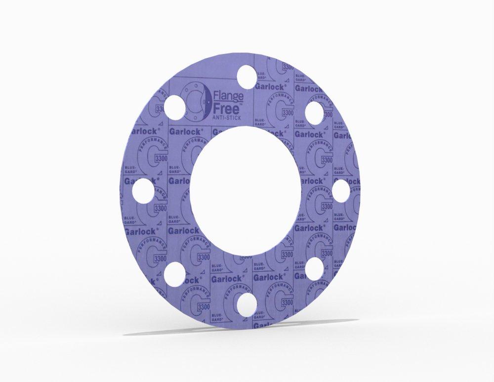 BLUE-GARD&reg; Style 3300 Full Face Gasket, Aramid Fiber with Neoprene Binder(CR) Neoprene(CR), 4 in. ASME B16.5 Class 150, 0.125 in. Thick, 8 Bolt Holes 