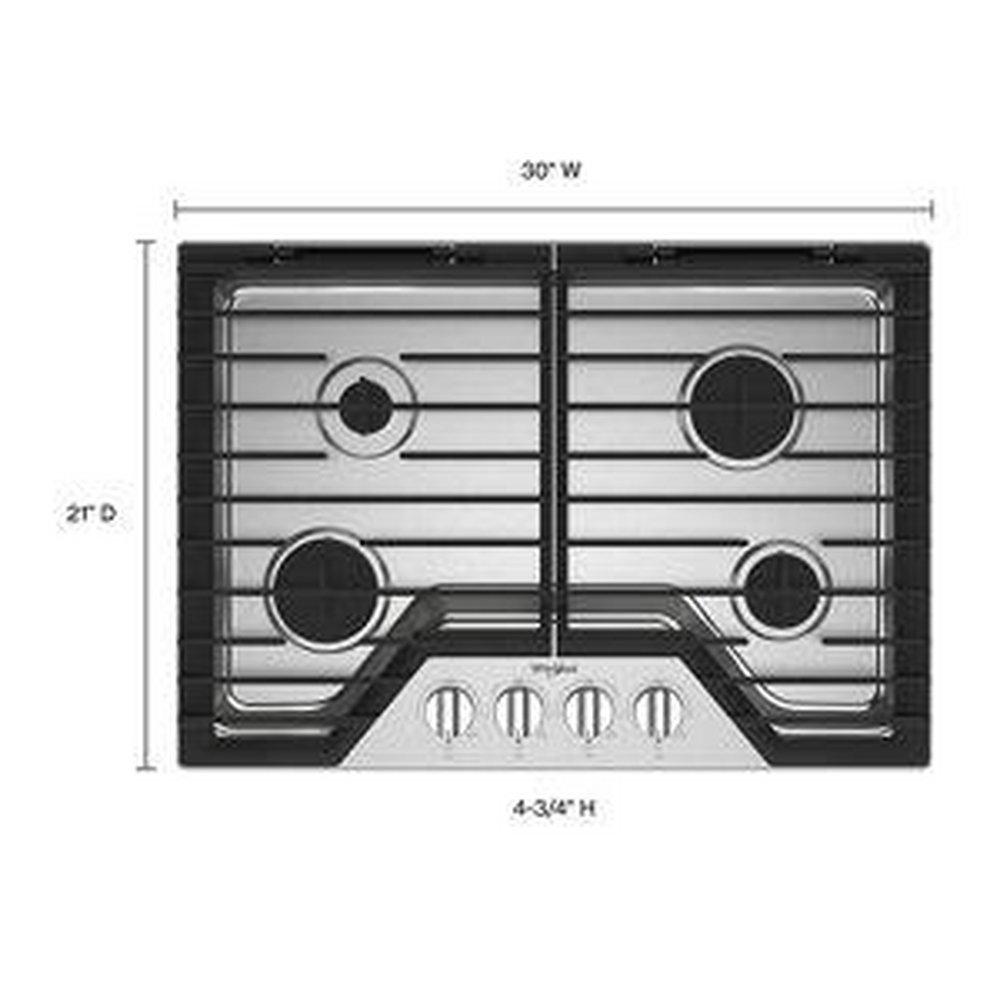 30 in. 4 Burner Gas Cooktop in Stainless Steel 