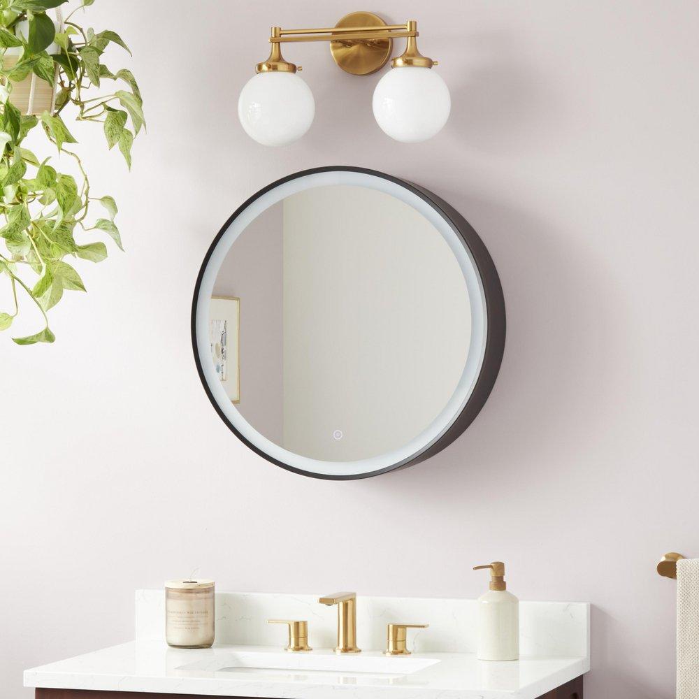 24 in. Sliding Door LED Medicine Cabinet in Matte Black 