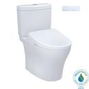 0.9/1.28 gpf Elongated Two Piece Toilet with Bidet Seat in Cotton 