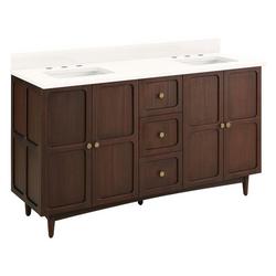 60 in. Floor Mount Vanity in Cold Brew with Arctic White Quartz