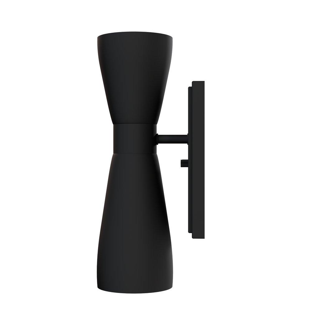 60W 2-Light 13.5" Wall Sconce in Flat Matte Black 