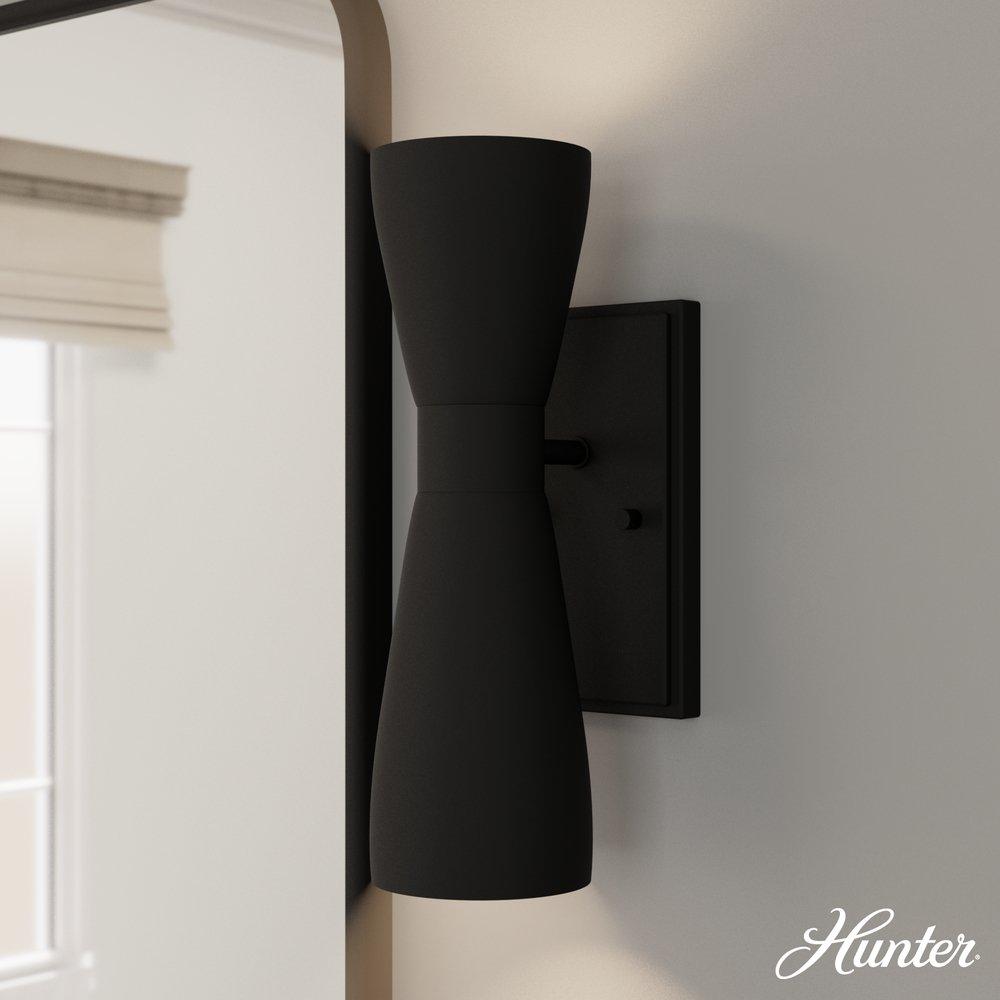 60W 2-Light 13.5" Wall Sconce in Flat Matte Black 