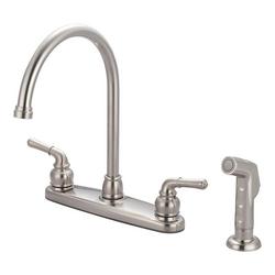 Two Handle Kitchen Faucet with Side Spray in Brushed Nickel