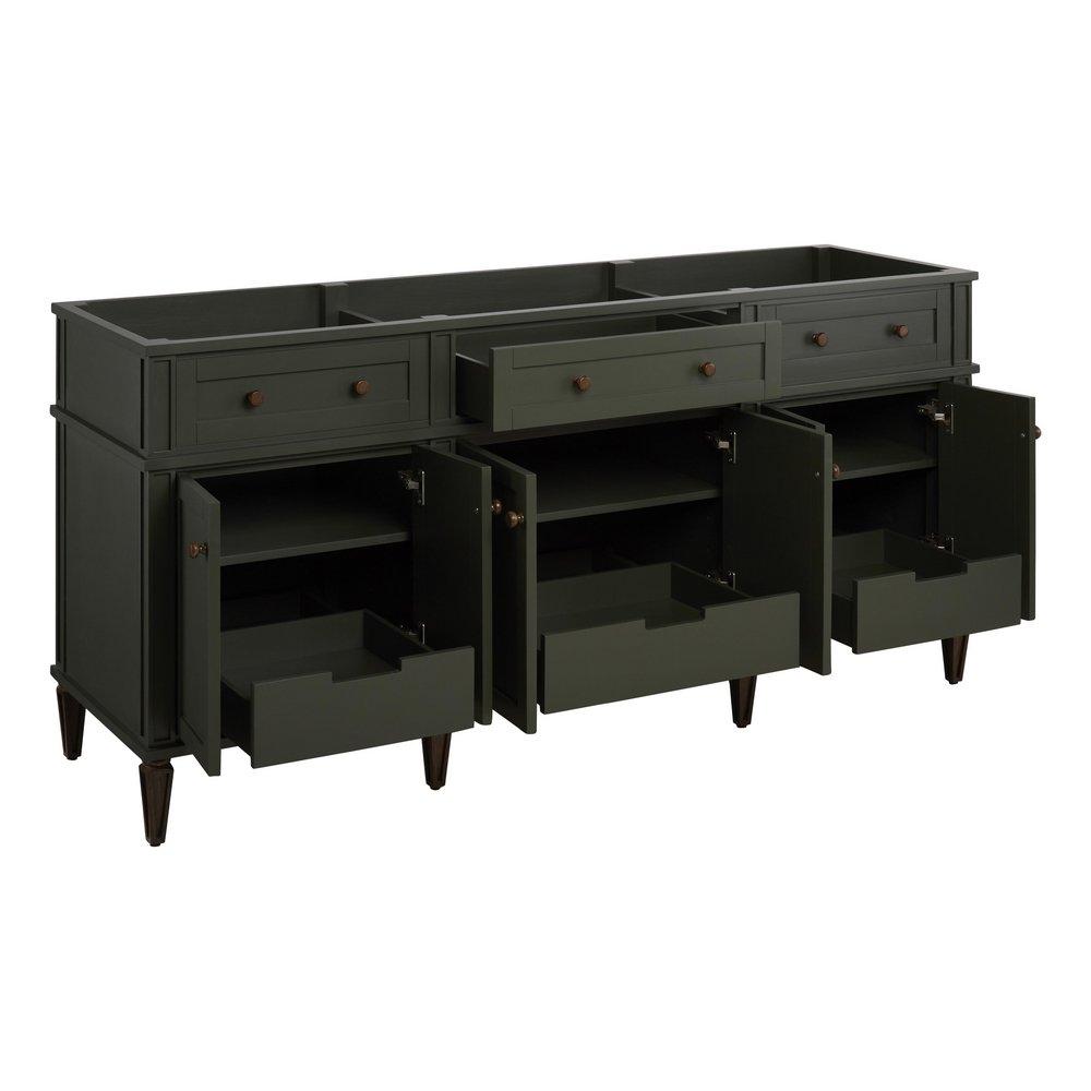 72 ELMDALE VANITY WITH RECTANGLE UNDERMOUNT SINKS - DARK OLIVE GREEN - FEATHERED WHITE - WIDESPREAD 