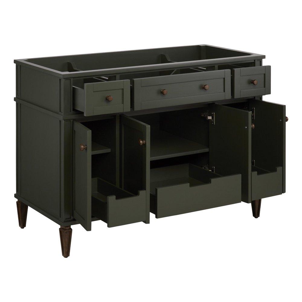 48 ELMDALE VANITY WITH UNDERMOUNT SINK - DARK OLIVE GREEN - FEATHERED WHITE QUARTZ - WIDESPREAD 