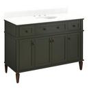 48 ELMDALE VANITY WITH UNDERMOUNT SINK - DARK OLIVE GREEN - FEATHERED WHITE QUARTZ - WIDESPREAD 