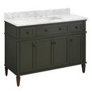 Signature Hardware Dark Olive Green Floor Mount Vanity in Dark Olive Green with Carrara Marble 