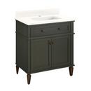 30 ELMDALE VANITY WITH RECTANGULAR UNDERMOUNT SINK - DARK OLIVE GREEN - ARCTIC WHITE - SINGLE HOLE 